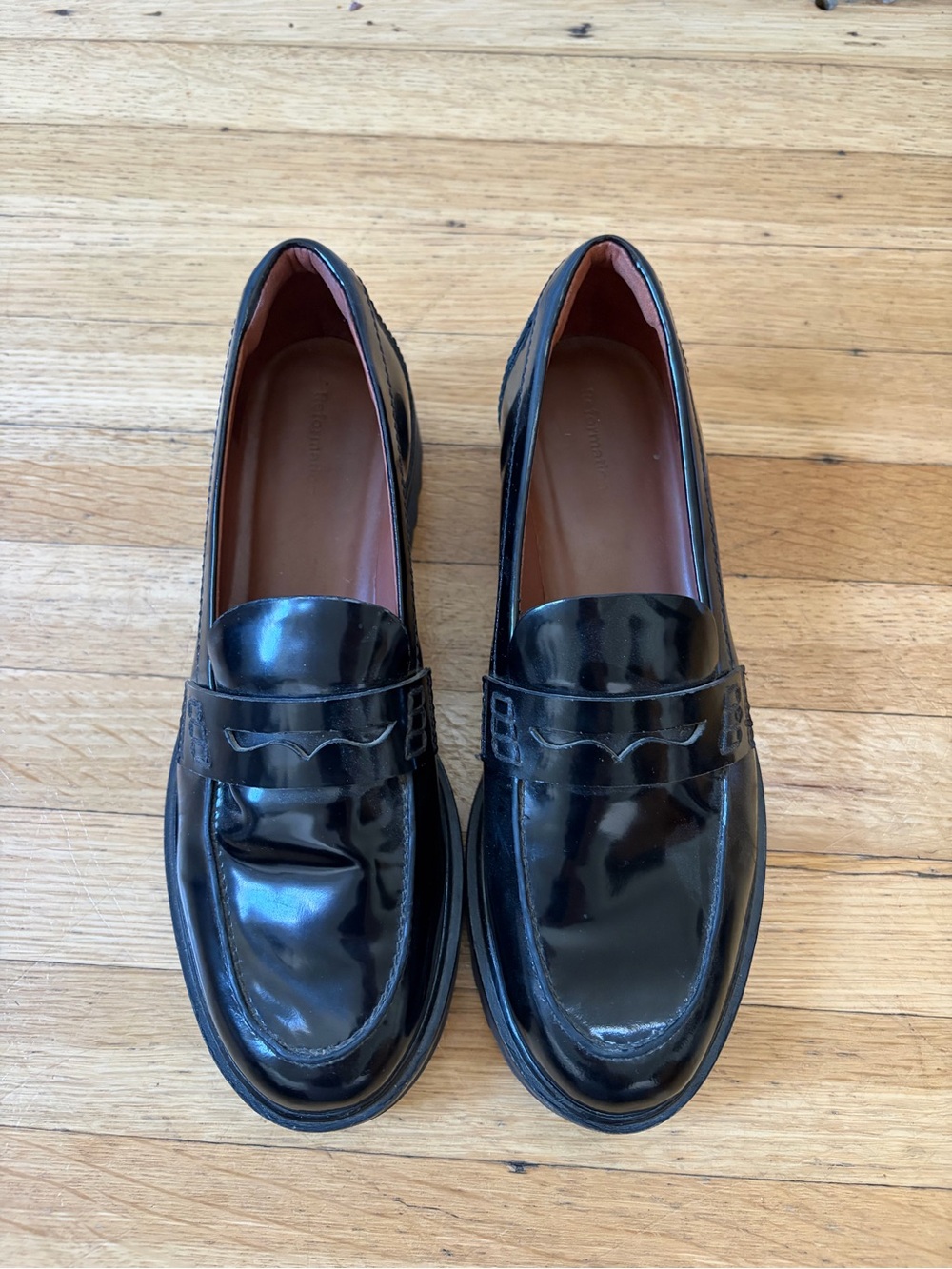 Reformation Agathea Platform Penny Loafer Size 8 EUC